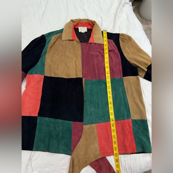 JUDITH ANN Creations 1980s Patchwork 100% Leather Tie Jacket - Picture 5 of 12